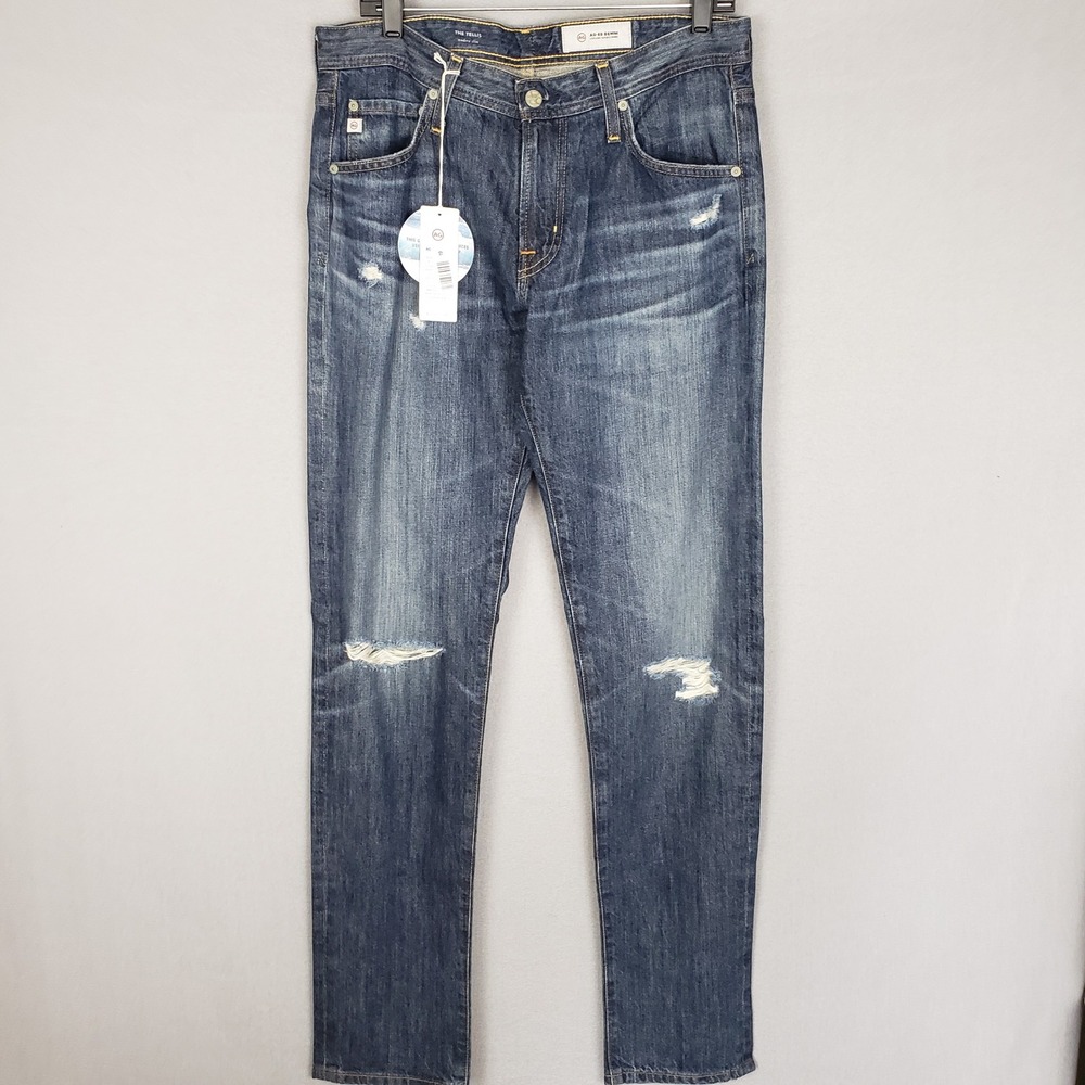 AG Denim Men's Size 32 The Tellis Modern Slim Jeans Dark Distressed Casual NWT